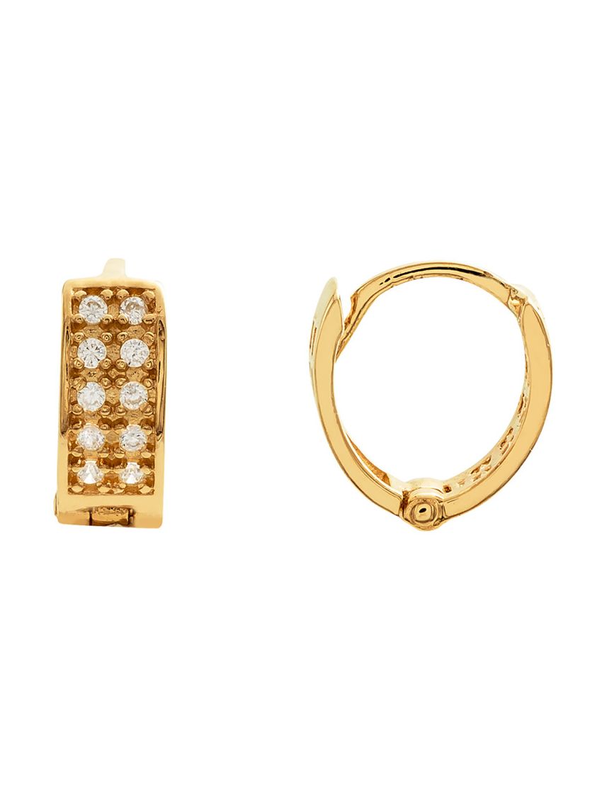 Brinco Argola de Ouro 18k com Cravação de Zircônias Pequeno