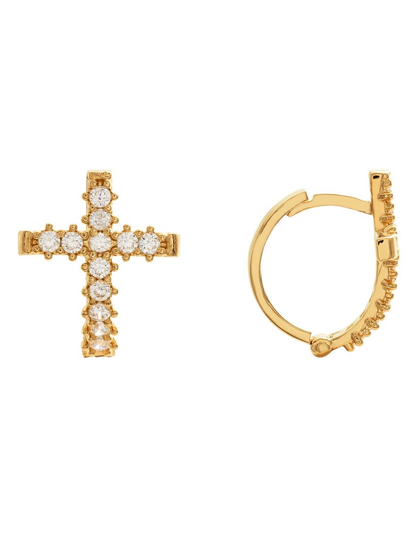 Brinco de Ouro 18k Feminino Cruz