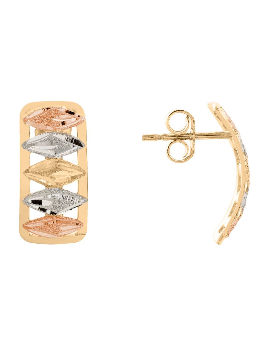 Brinco de Ouro 18k Feminino Tricolor Pace