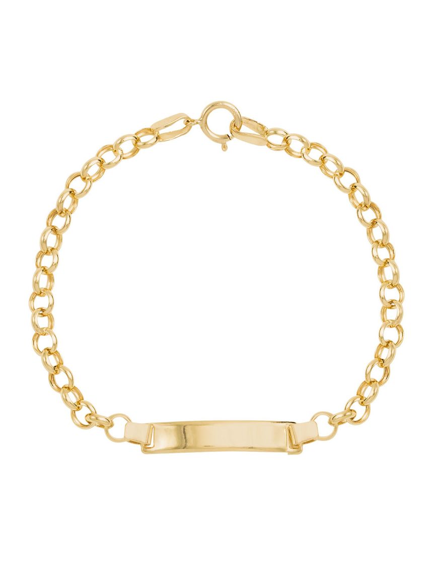 Pulseira de Ouro 18k Infantil Portuguesa Com Plaquinha