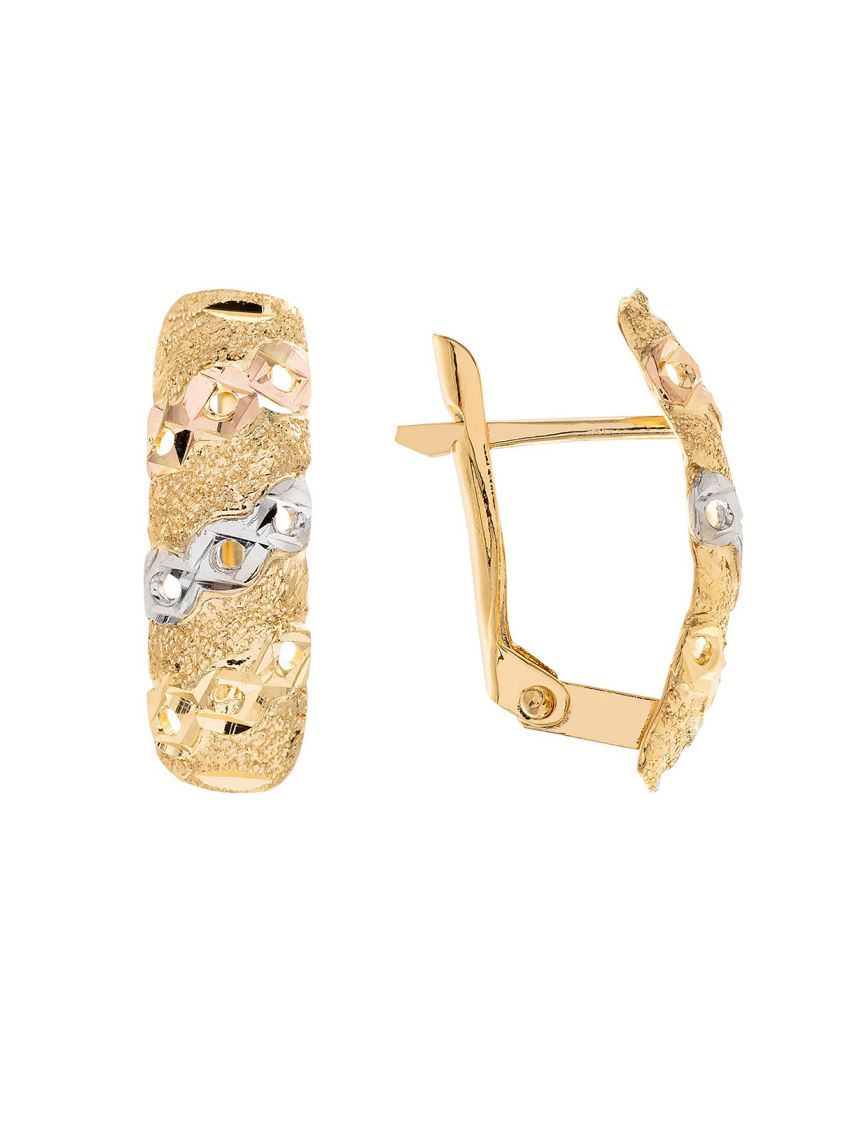 Brinco de Ouro 18k Tricolor Feminino Rarità