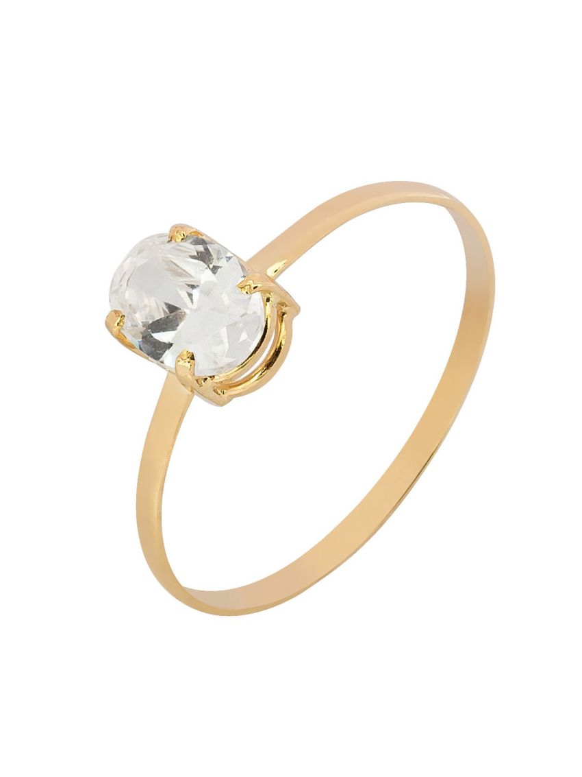 Anel de Ouro 18k Feminino Pedra Oval