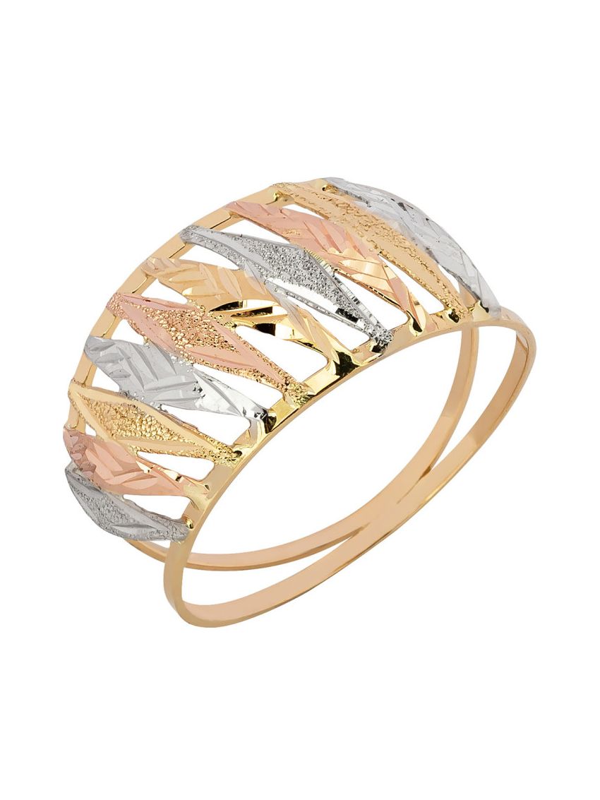 Anel de Ouro 18k Feminino Tricolor Diagonale