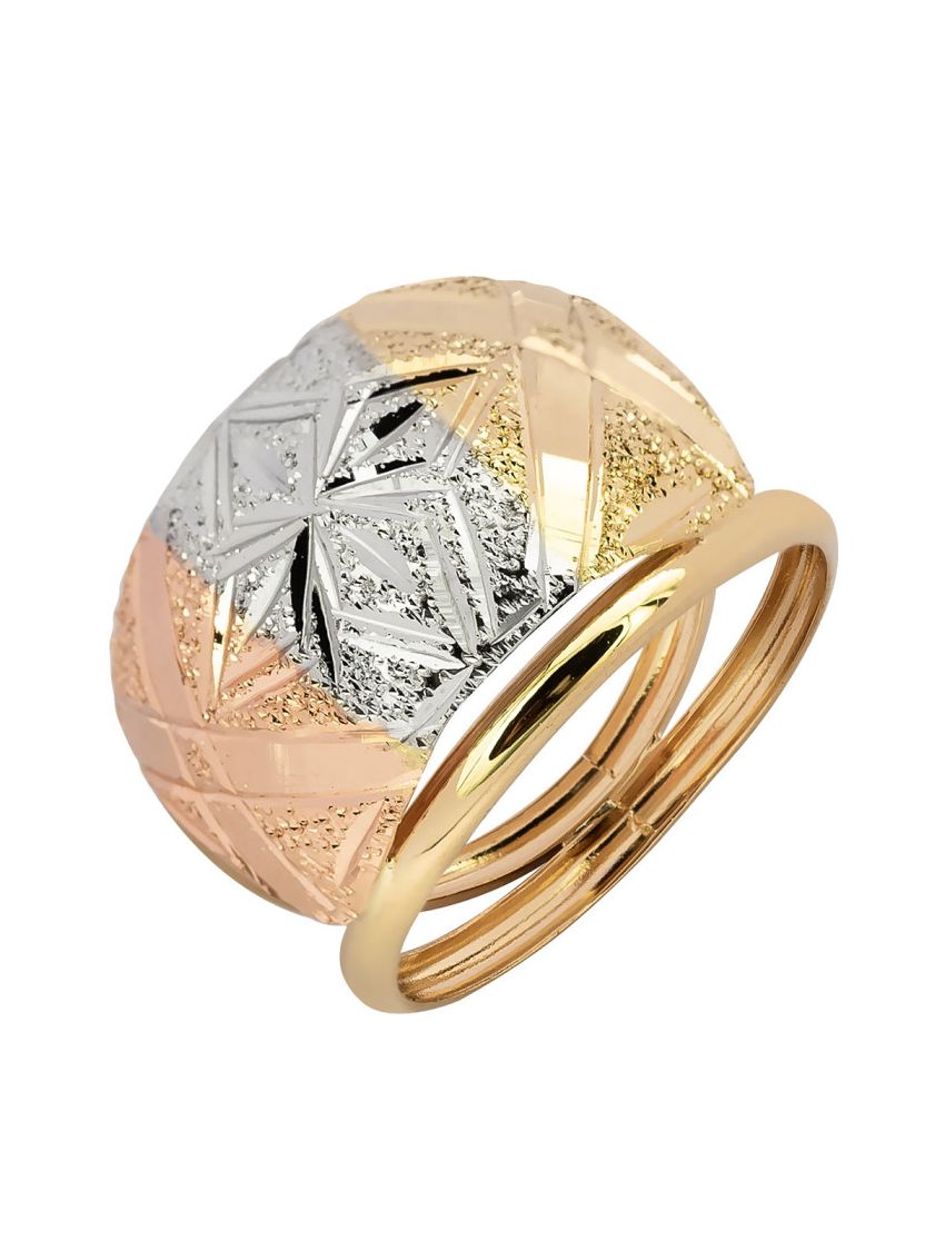 Anel de Ouro 18k Feminino Tricolor Kreuz 