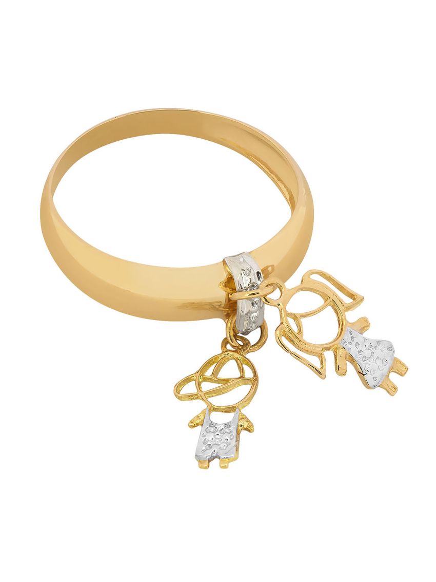 Anel de Ouro 18k com Pingentes Filhos Menino e Menina