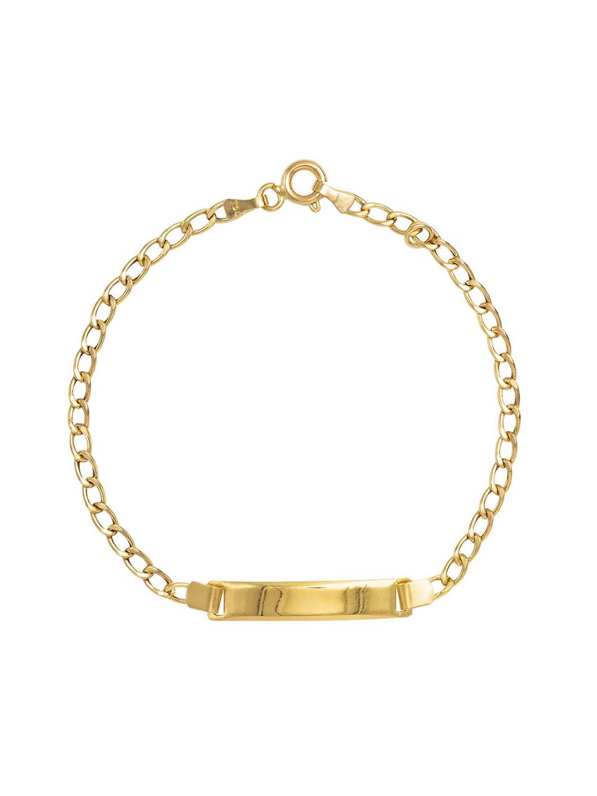 Pulseira de Ouro 18k  com Plaquinha Infantil Fina 14cm