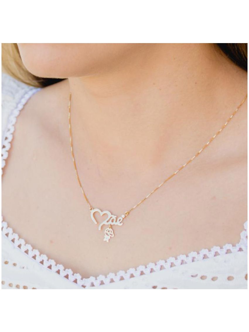 Corrente de Ouro Feminina Mãe Coração
