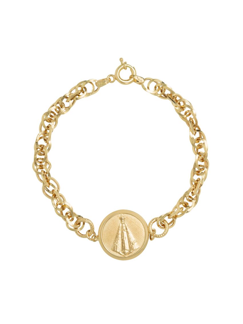 Pulseira Feminina Ouro 18k Nossa Senhora Grande