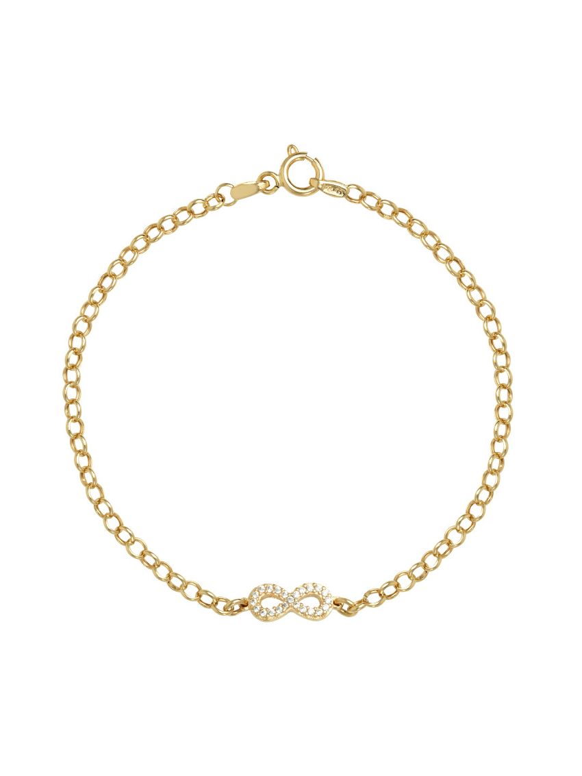 Pulseira Feminina Ouro 18k Infinito Pedras