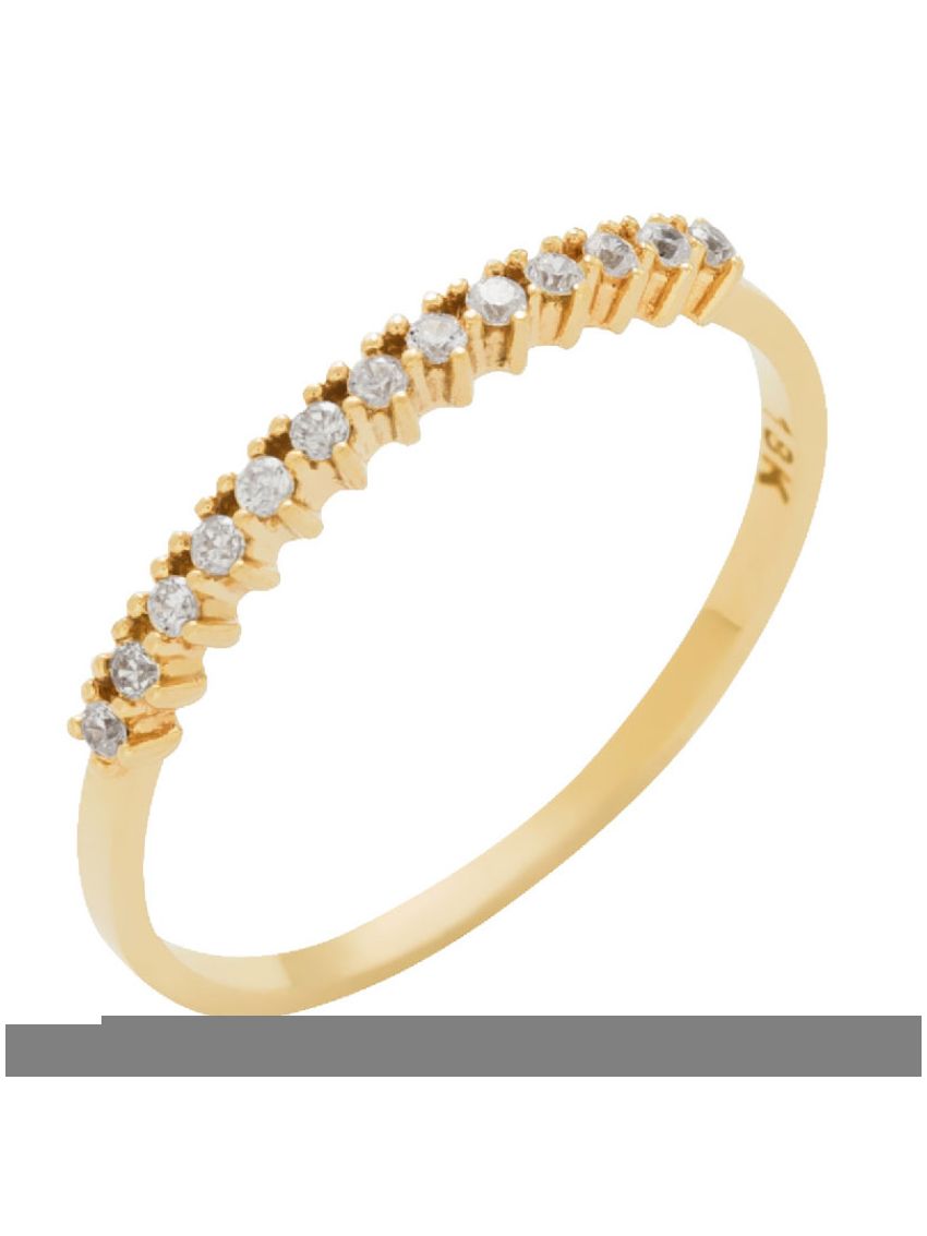 Meia Aliança de Ouro 18k com 13 Pedras Zircônia