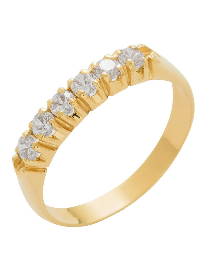 Meia Aliança de Ouro 18k com 6 Brilhantes de 2,5mm Colonna