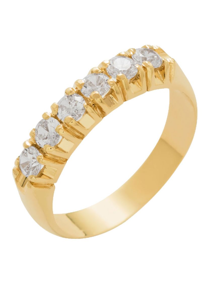 Meia Aliança de Ouro 18k Scintille com Brilhantes de 3mm