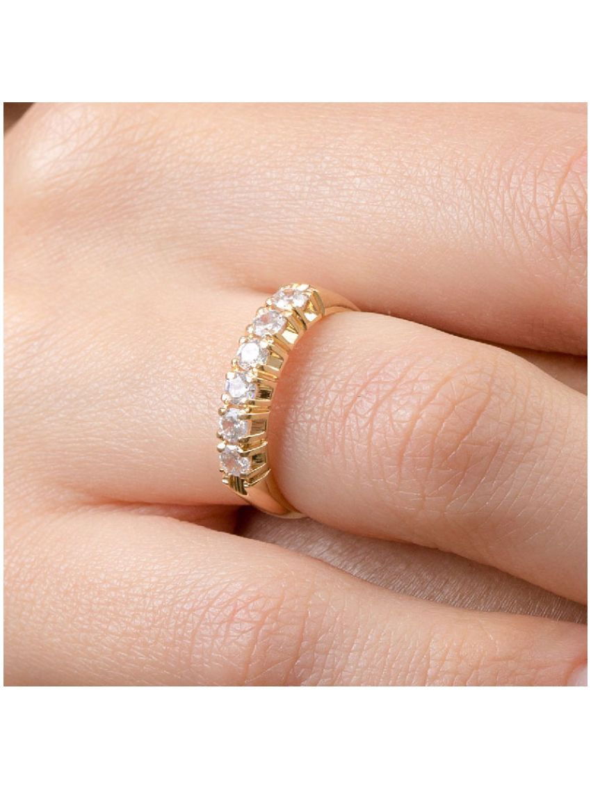 Meia Aliança de Ouro 18k Scintille com Brilhantes de 3mm