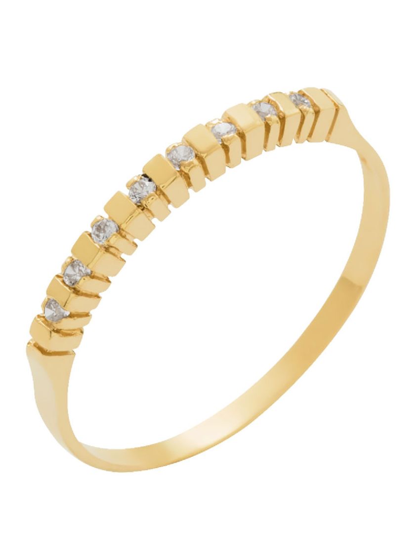 Meia Aliança de Ouro 18k com Brilhantes