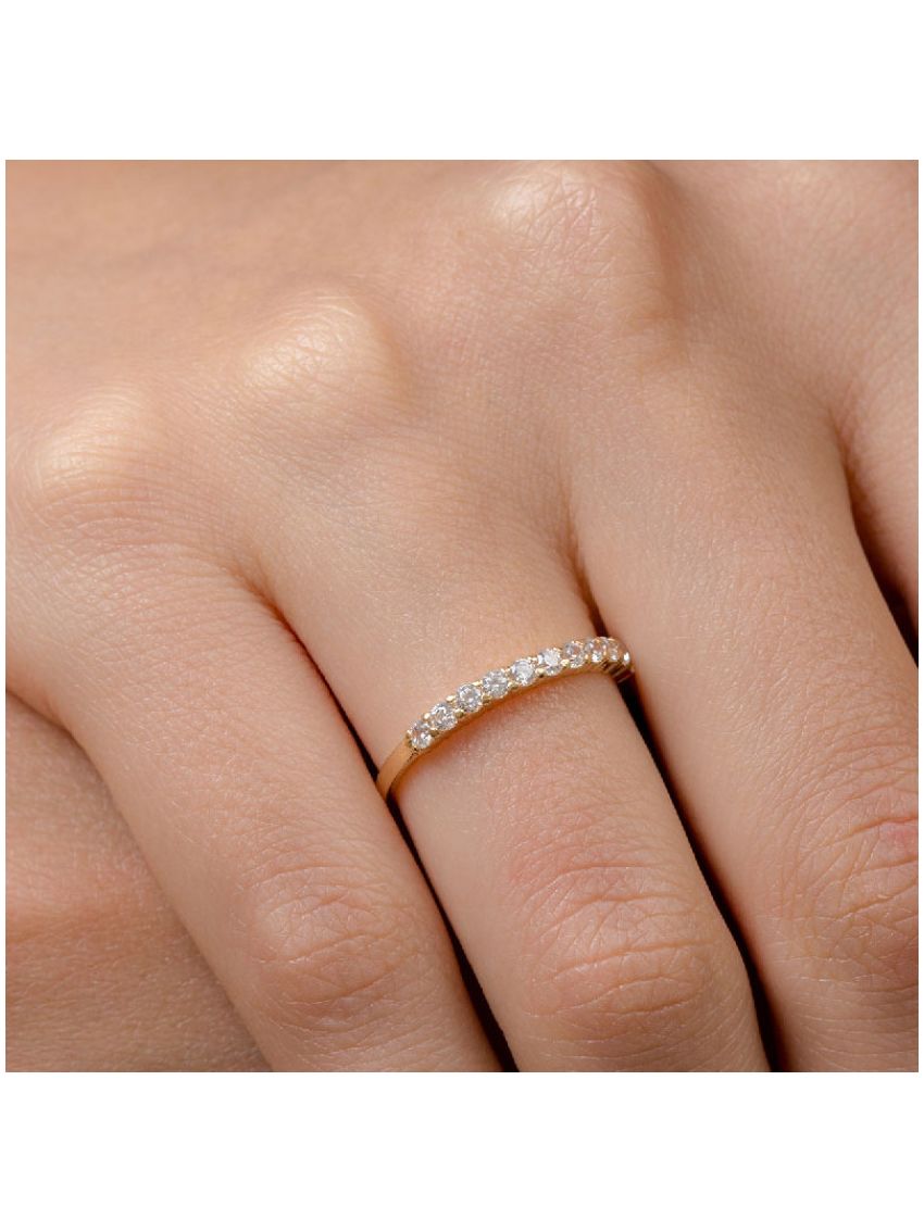 Meia Aliança de Ouro 18k com Diamantes