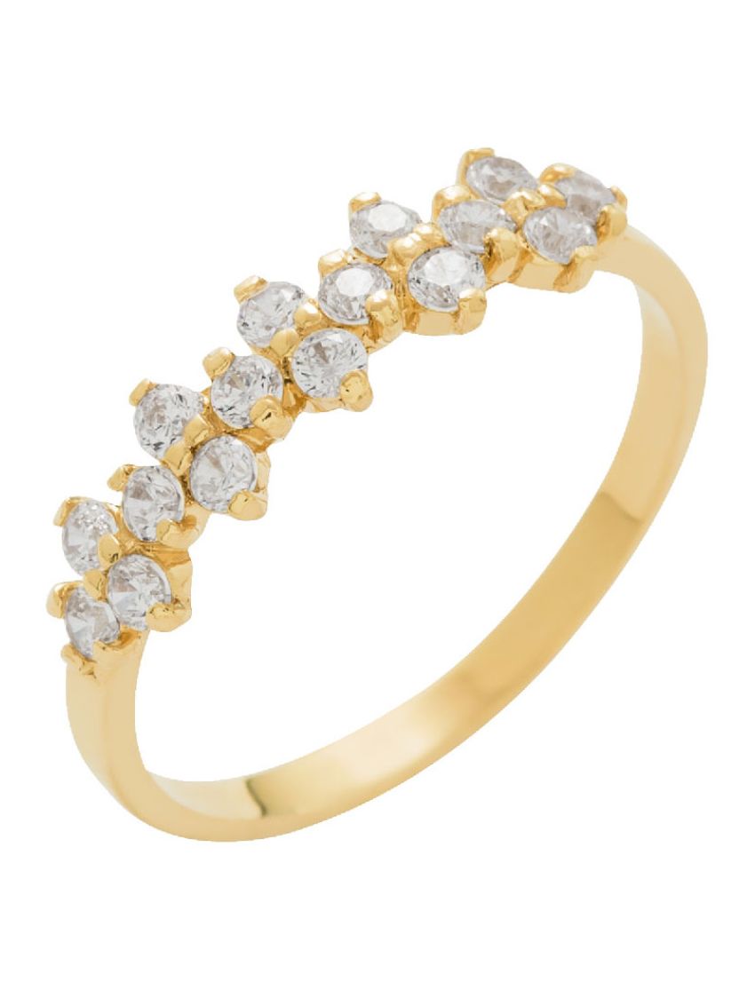 Meia Aliança de Ouro 18k Navete com 16 brilhantes de 2mm