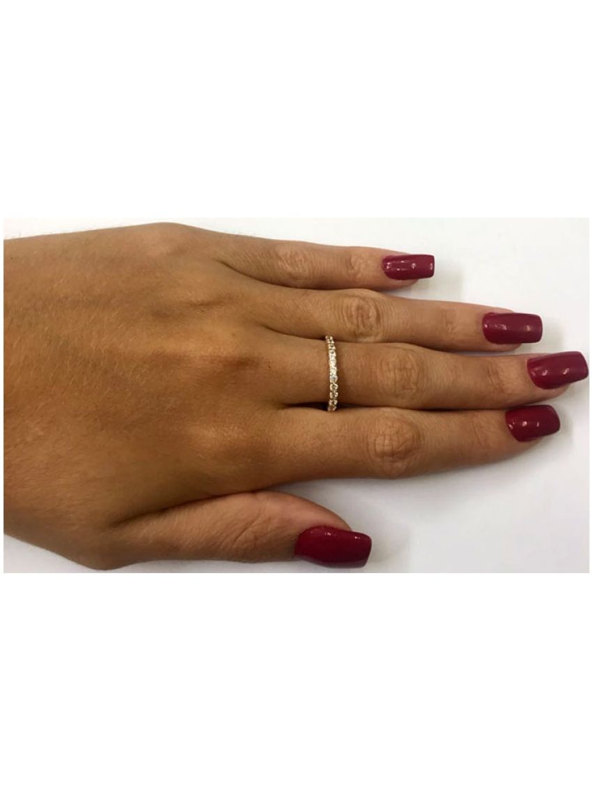 Meia Aliança De Ouro 18k Com Zircônia Branca