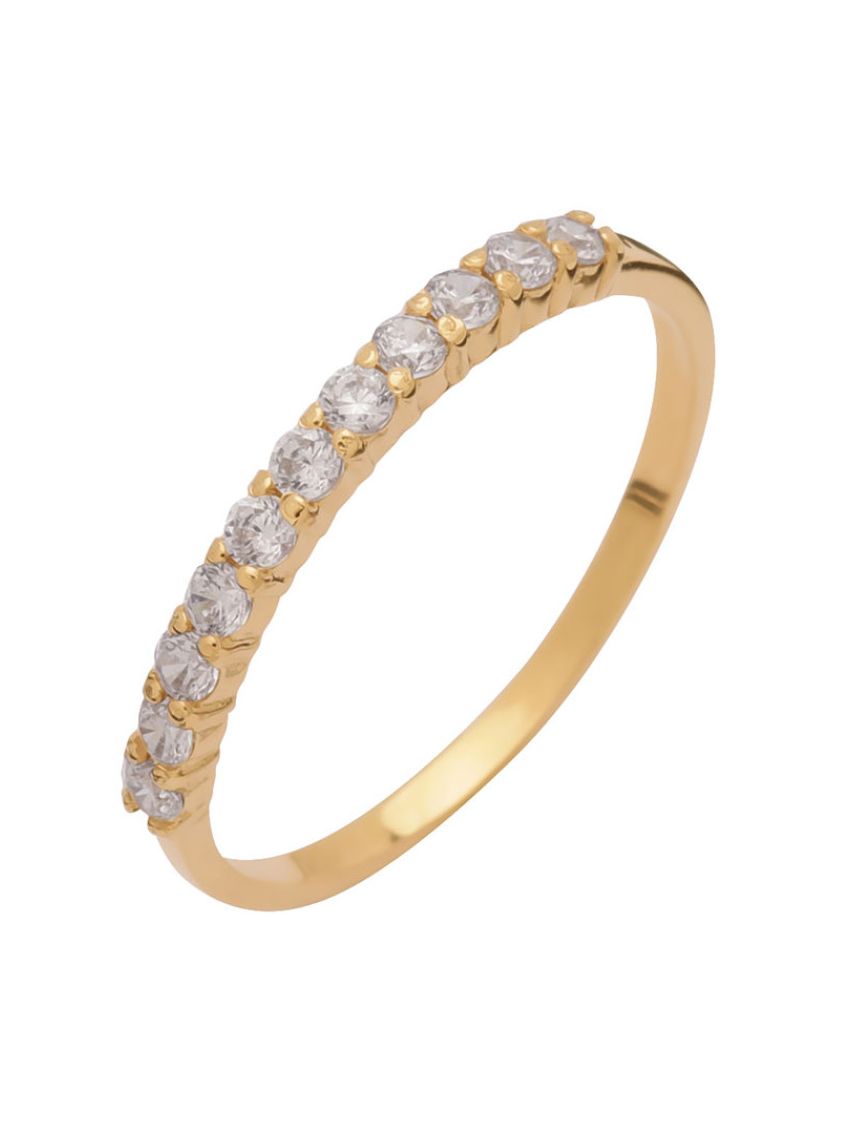 Meia Aliança De Ouro 18k Com Zircônia Branca