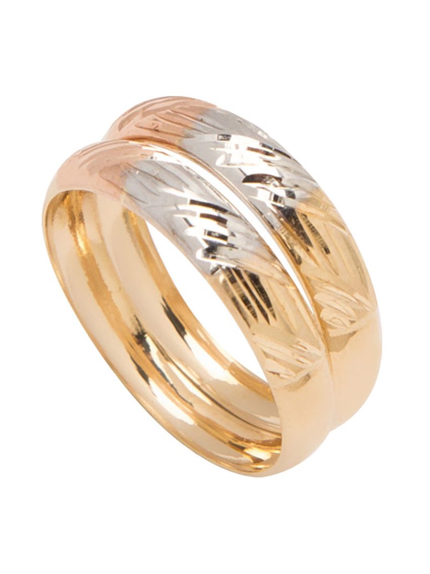 Par Aparador de Aliança em Três Cores de Ouro 18k Feminino Strisce - 2 Peças