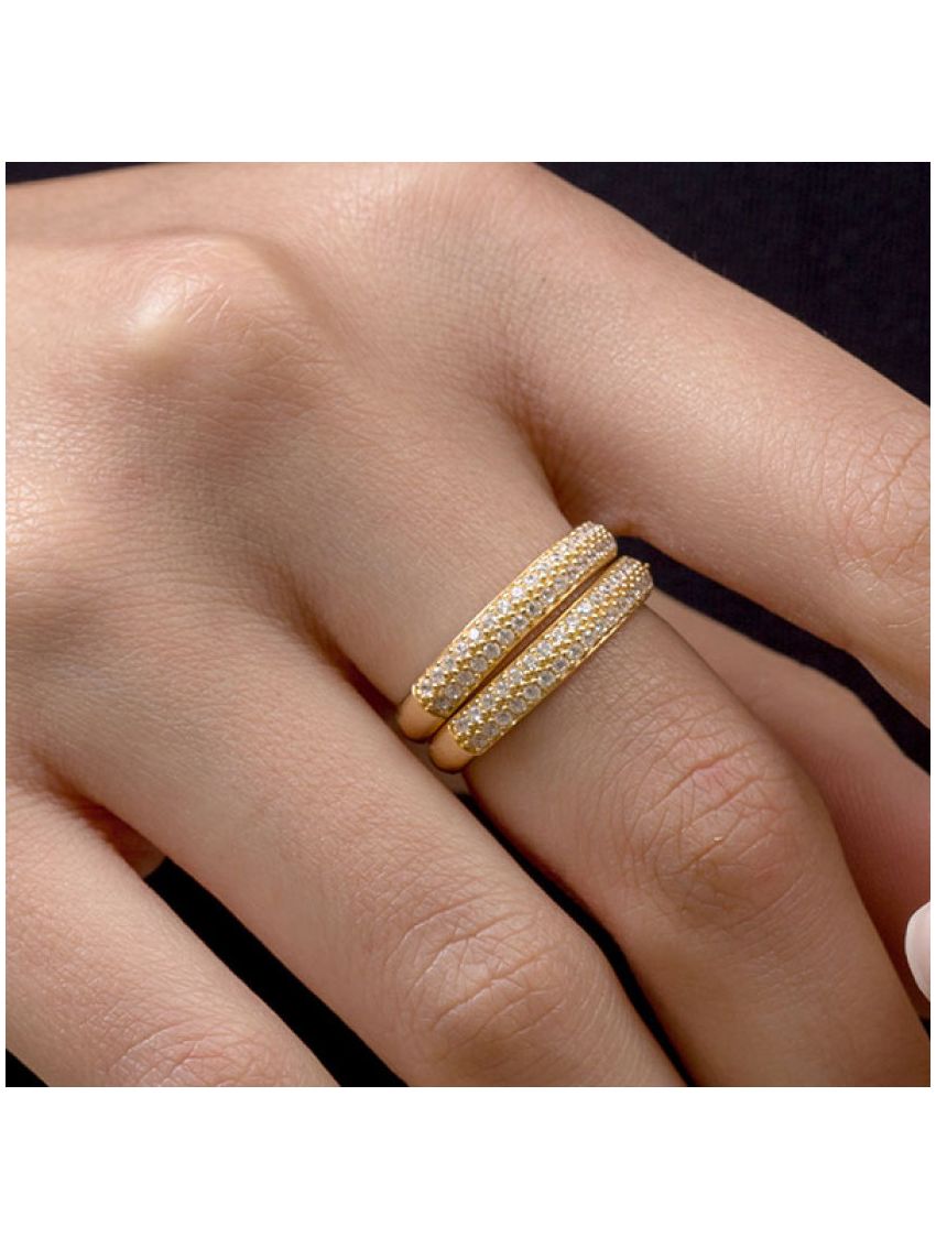 Par de Aparador de Ouro 18k com Zircônio Strada di Pietra