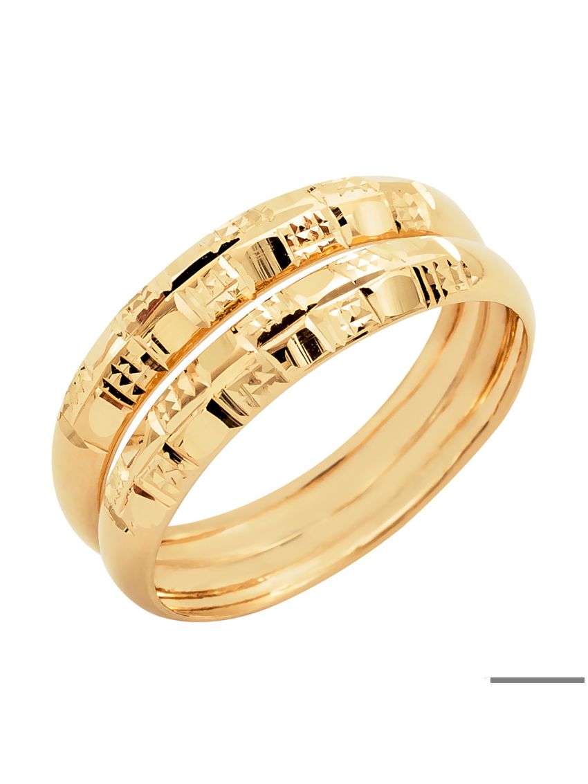 Par Aparador em Ouro de Aliança para noivado e casamento Oro Nero 2 peças