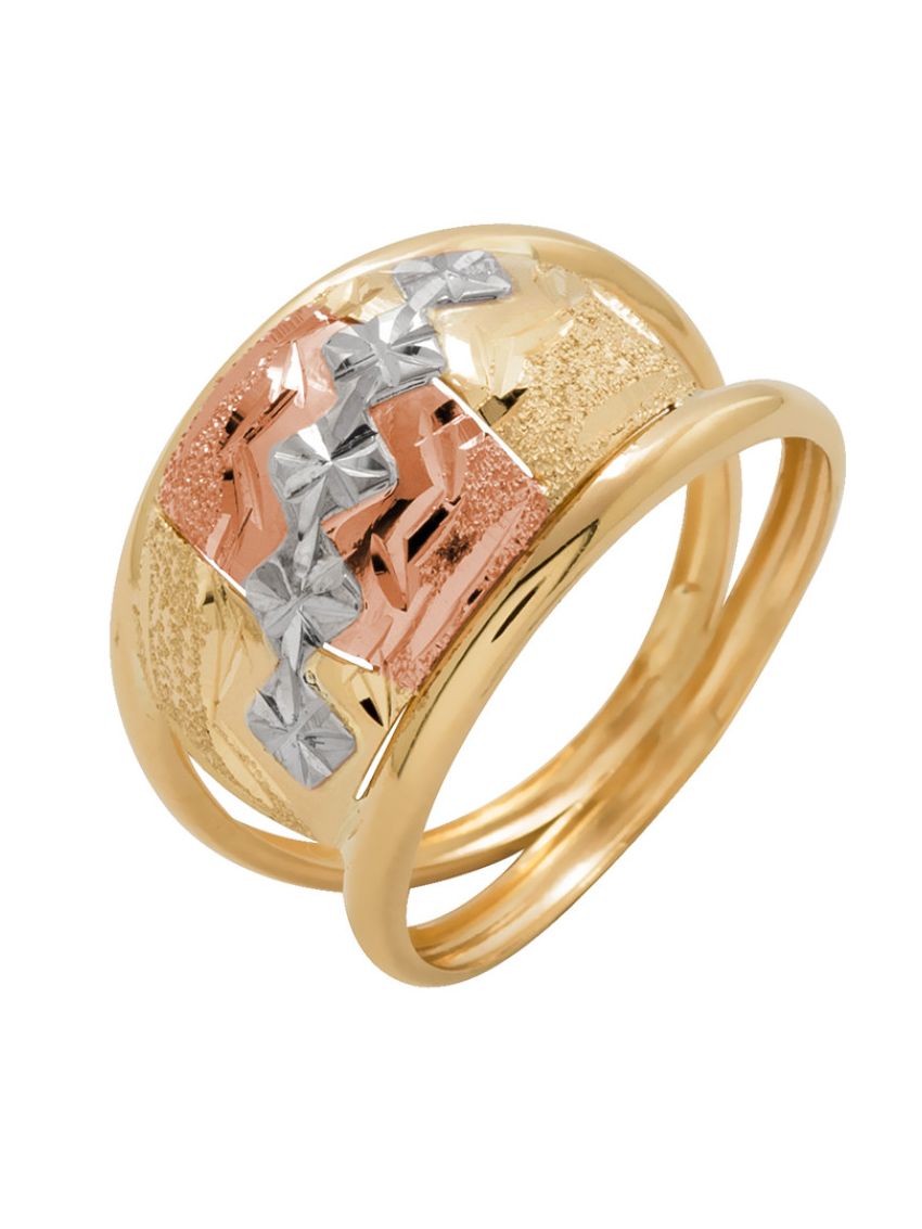 Anel de Ouro 18K Tricolor Fascino
