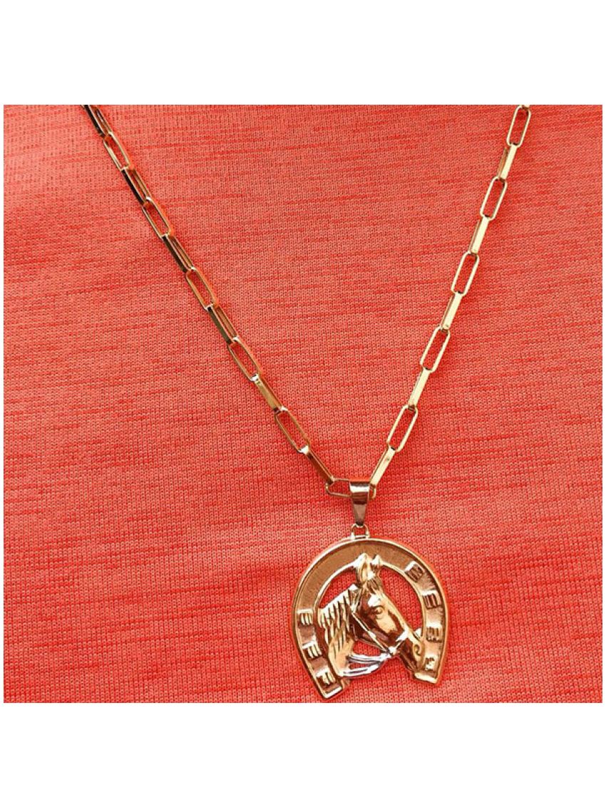 Pingente Cavalo Ouro 18k Ferradura Médio