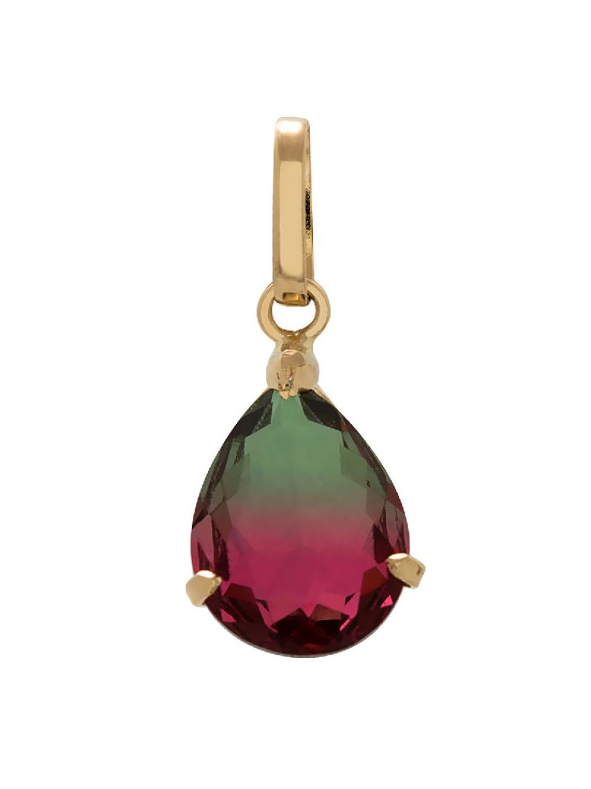 Pingente de Ouro 18k Feminino Furta Cor Vermelho e Verde