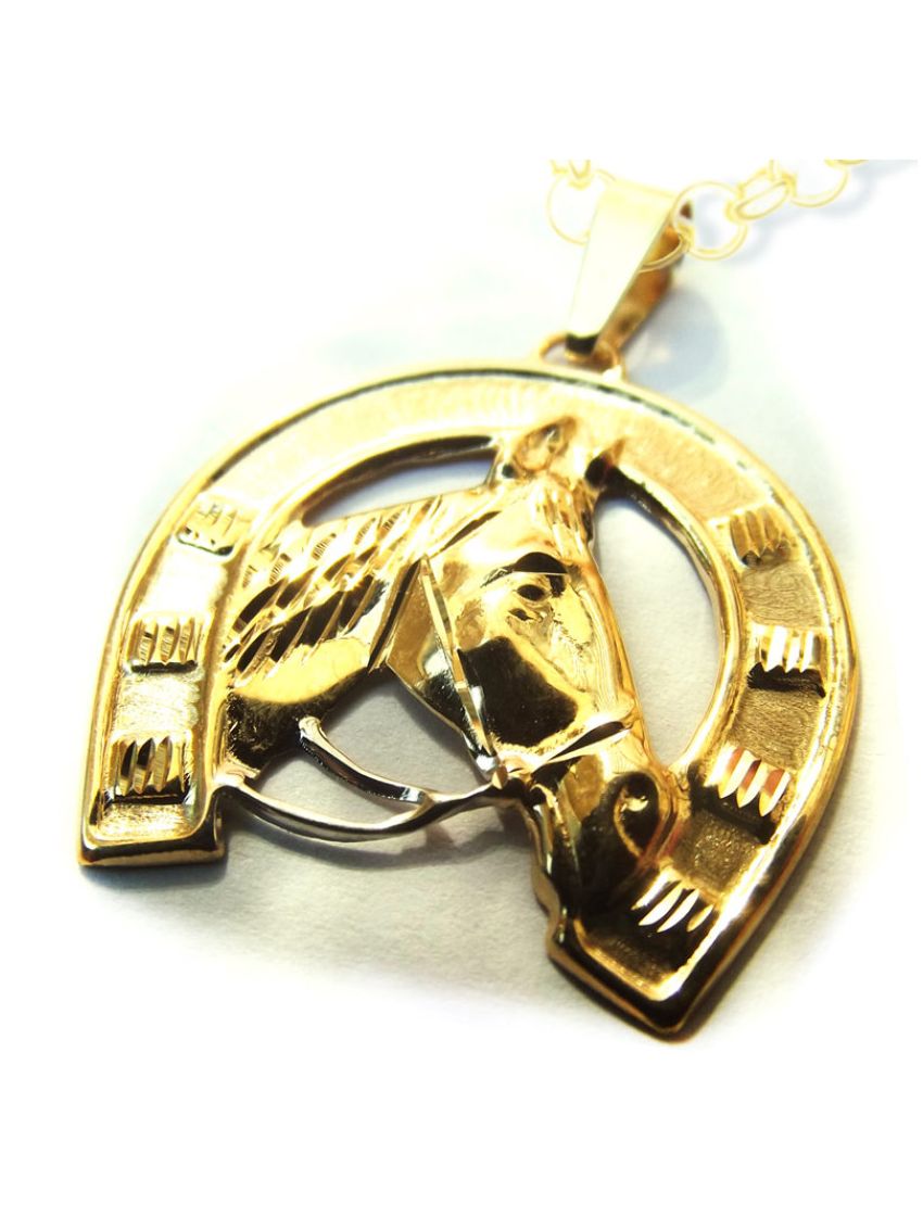 Pingente Cavalo Ouro 18k Ferradura Médio