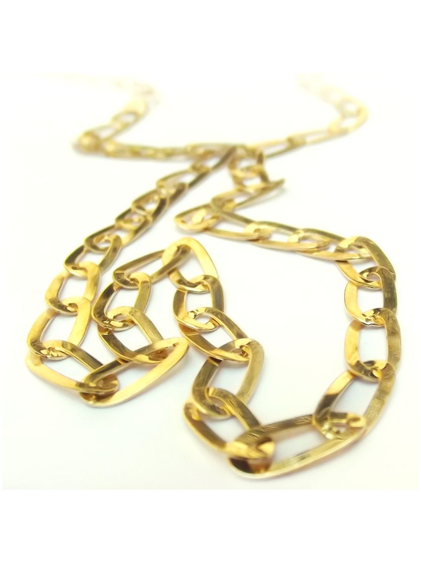 Corrente de Ouro Larga Achatada 18k Maglie Ovale 45 cm