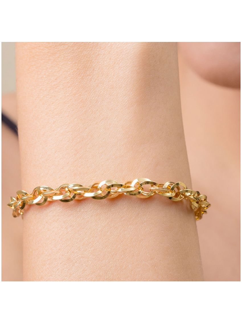 Pulseira de Ouro 18k Portuguesa Elo Hexagonal