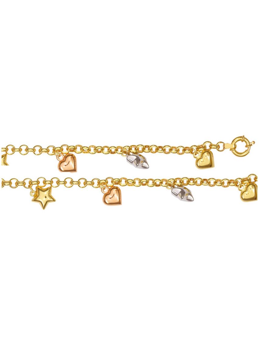 Pulseira de Ouro Berloques 18k Cuore Stellato