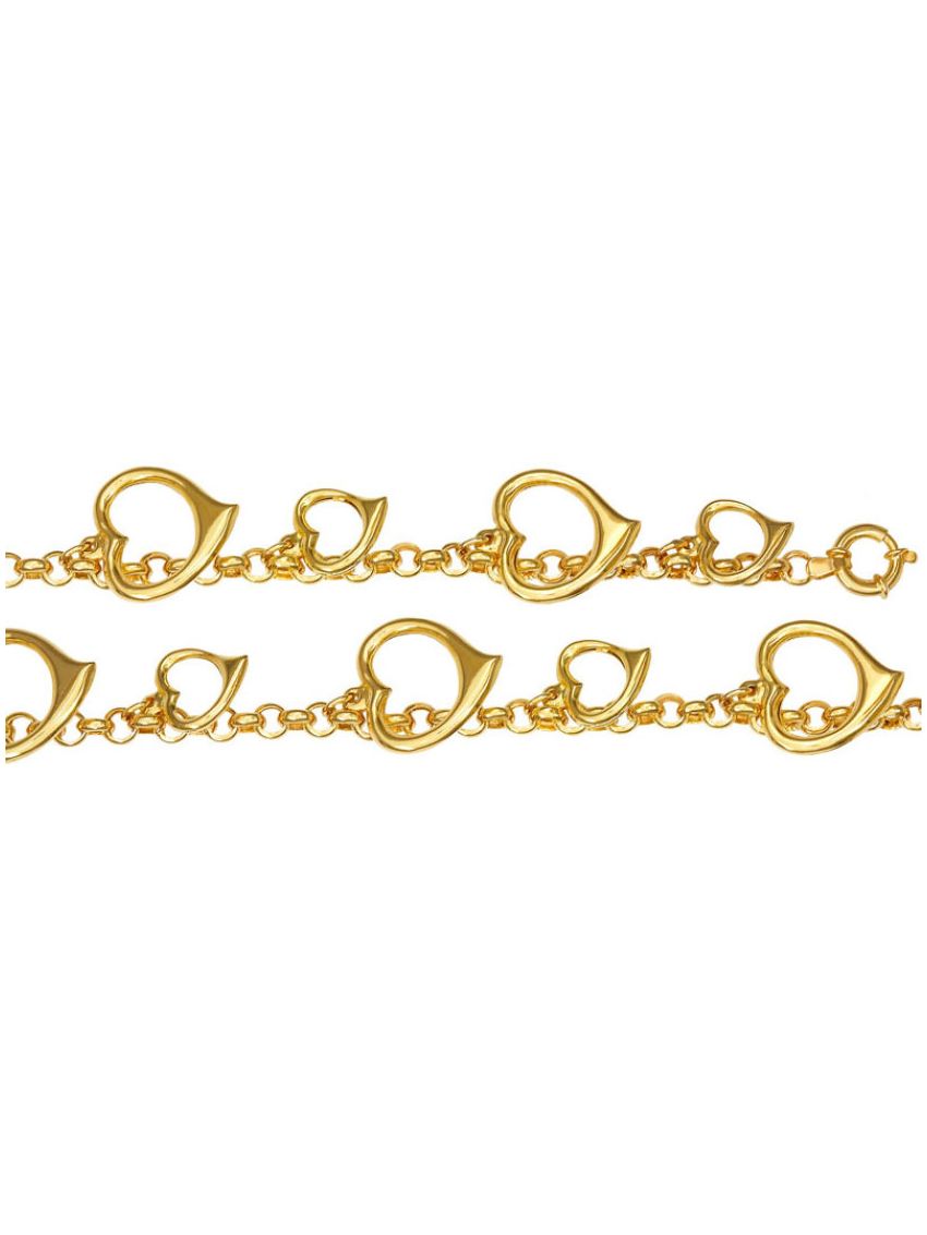 Pulseira de ouro 18k Portuguesa com corações vazados