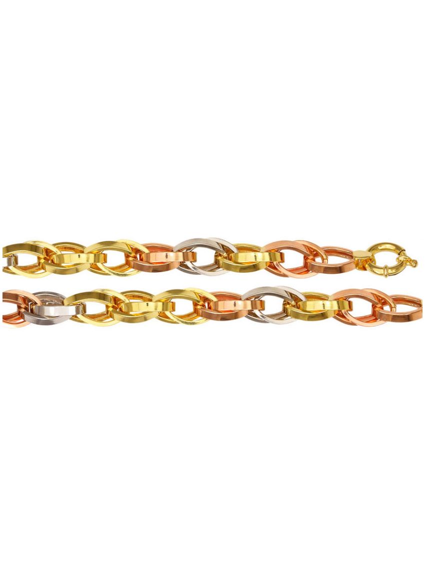 Pulseira de Ouro 18k 3 cores Grossa Catena