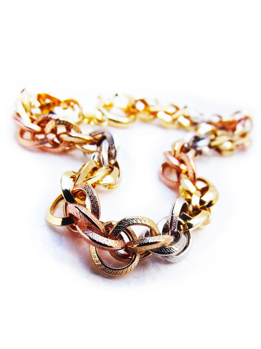 Corrente Ouro Feminina 18k Meticulosa tricolor - 50 cm 