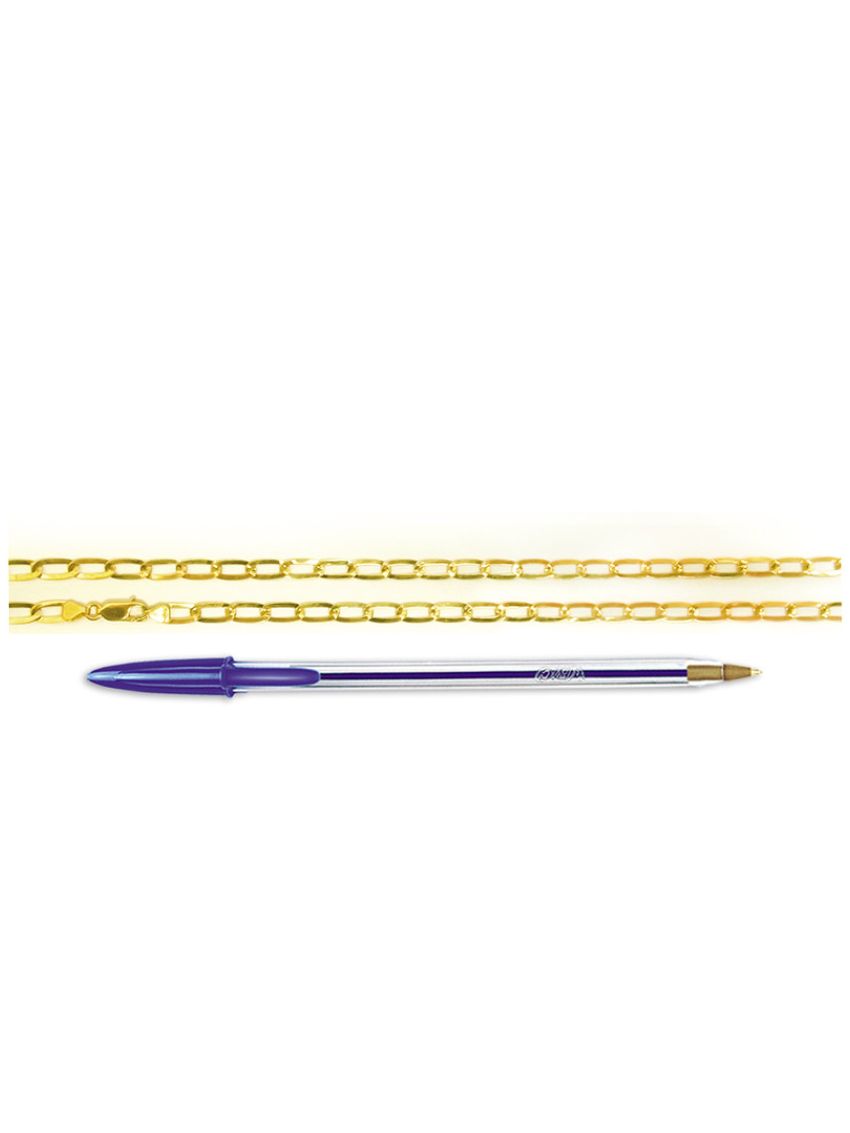 Corrente de Ouro Larga Achatada 18k Maglie Ovale 60 cm
