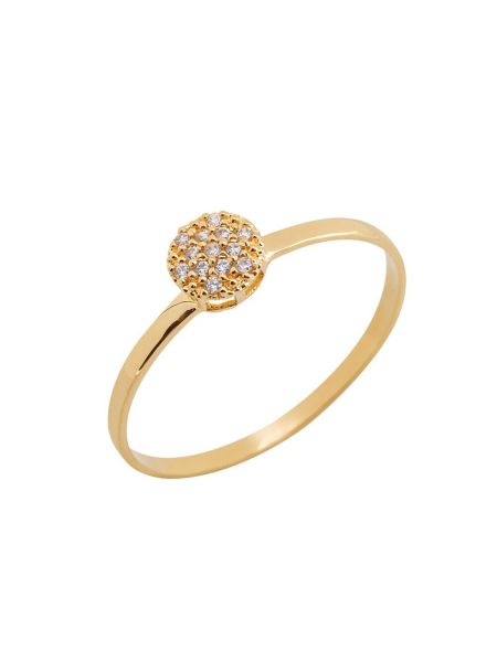 Anel Feminino de Ouro 18k Pequeno Redondo com Pedras