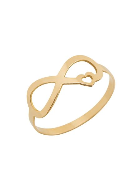 Anel Feminino de Ouro 18k Infinito com Detalhe em Coraçao