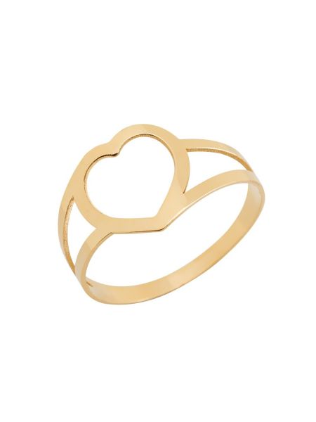 Anel Feminino de Ouro 18k Coraçao Vazado