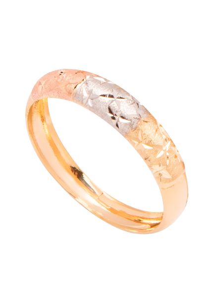 Anel de Ouro 18k Tricolor Tre Stelle Detalhe Fosco