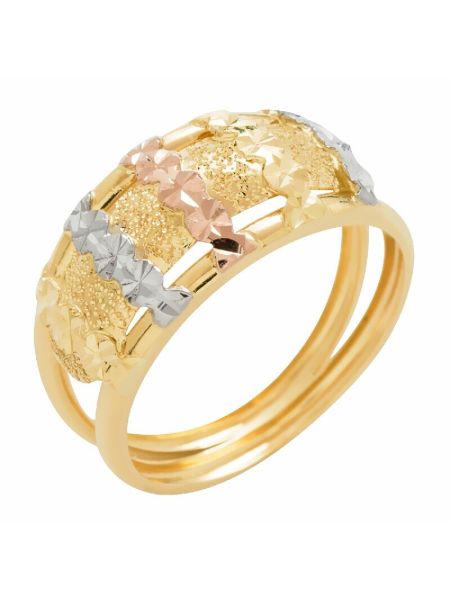 Anel Ouro Amarelo, Branco e Vermelho 18k Boulder