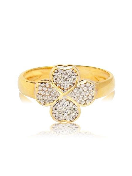 Anel de Ouro Trevo 4 Folhas Lykke Feminino
