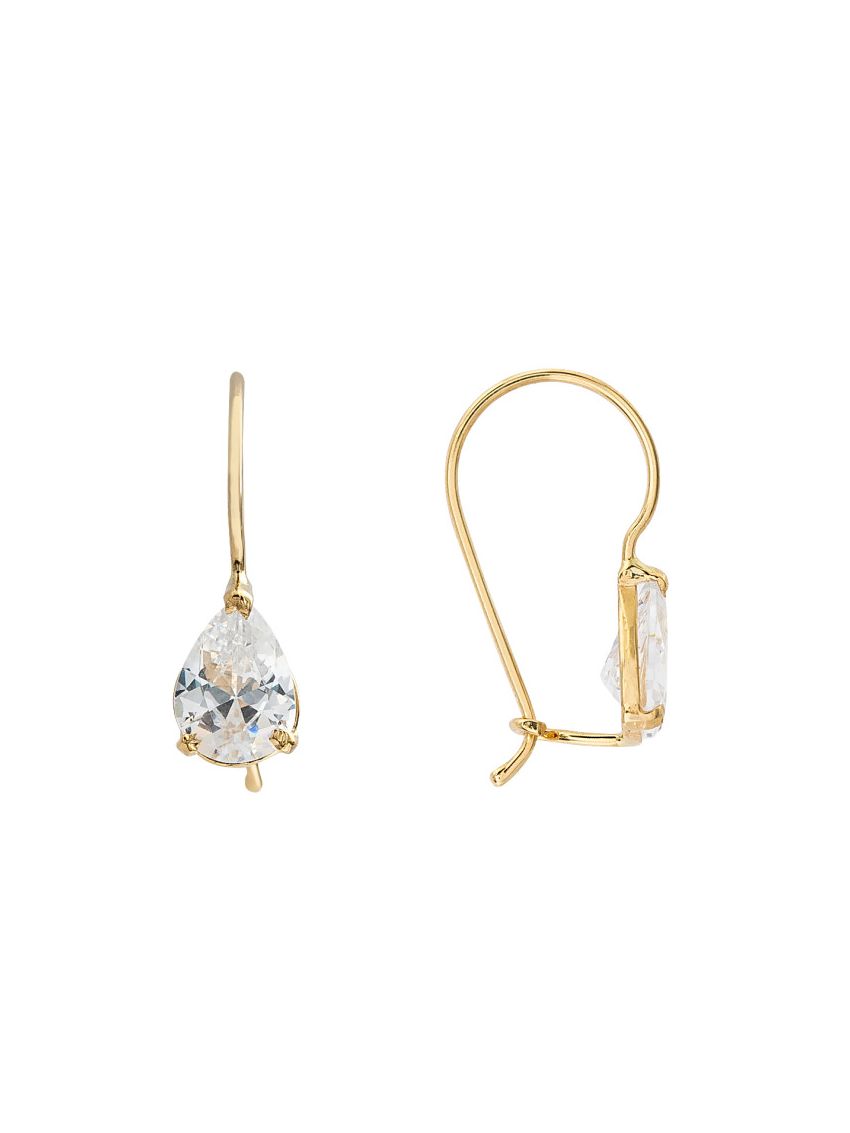 Brinco Feminino de Ouro18k Pedra Gota