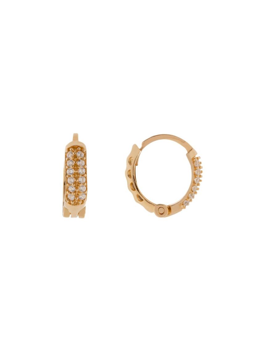 Brinco de Ouro 18k Argola Pequena com Pedras