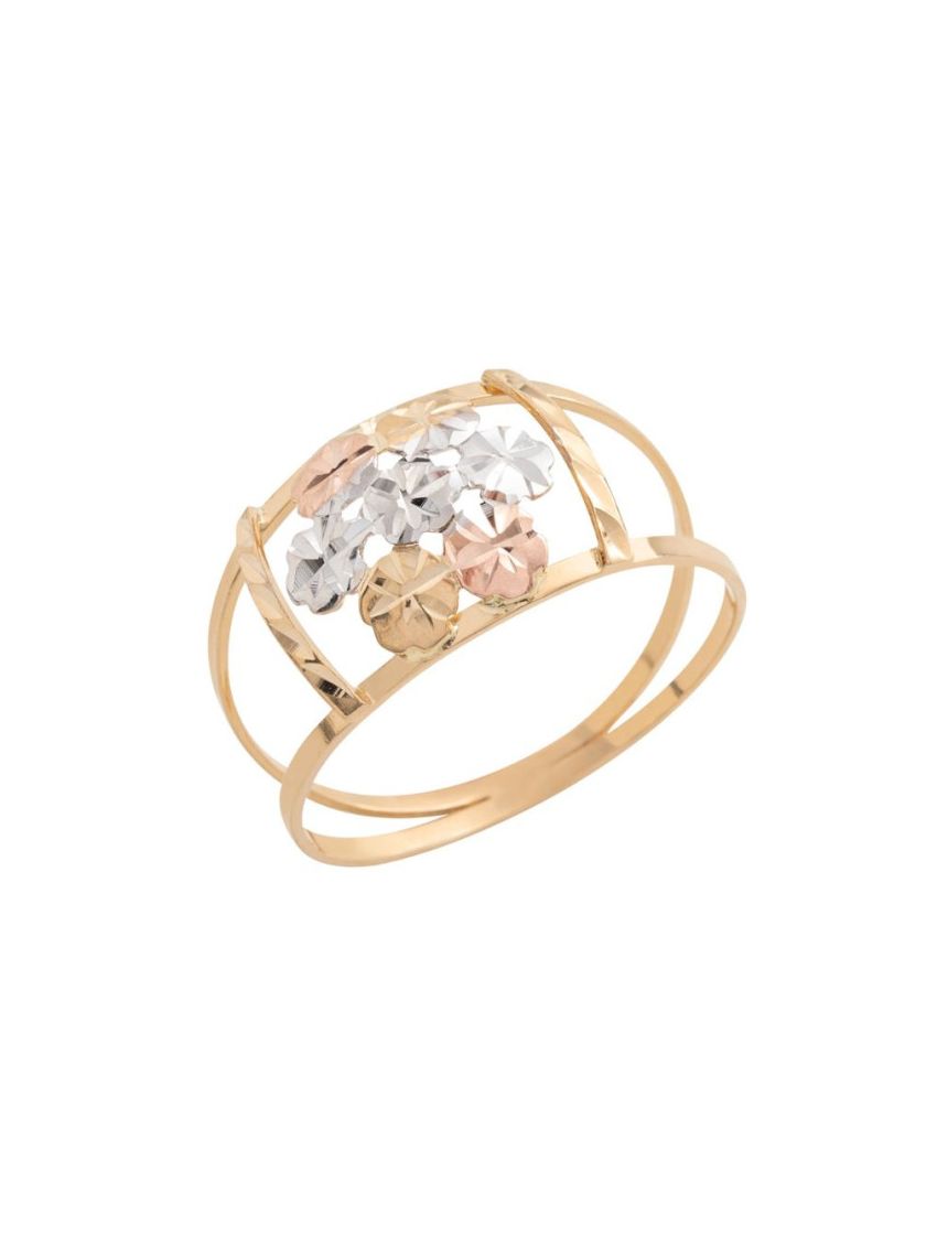 Anel em Ouro 18k Floral Oros 3 Ouros