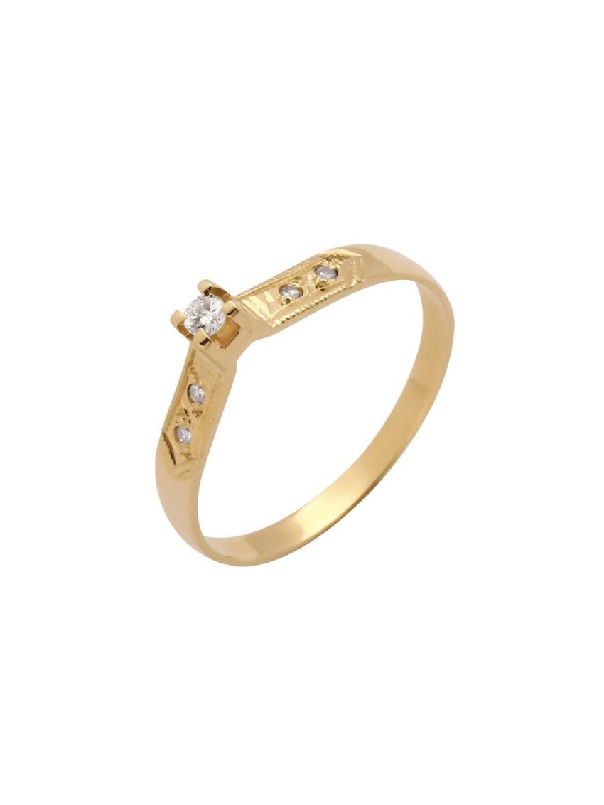 Anel de Ouro 18k Solitário com 5 Brilhantes Royal