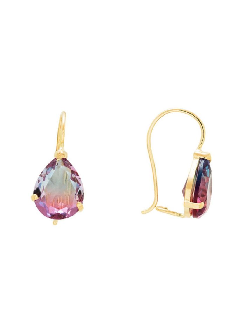 Brinco de Ouro 18k Feminino Furta Cor Rosa e Azul