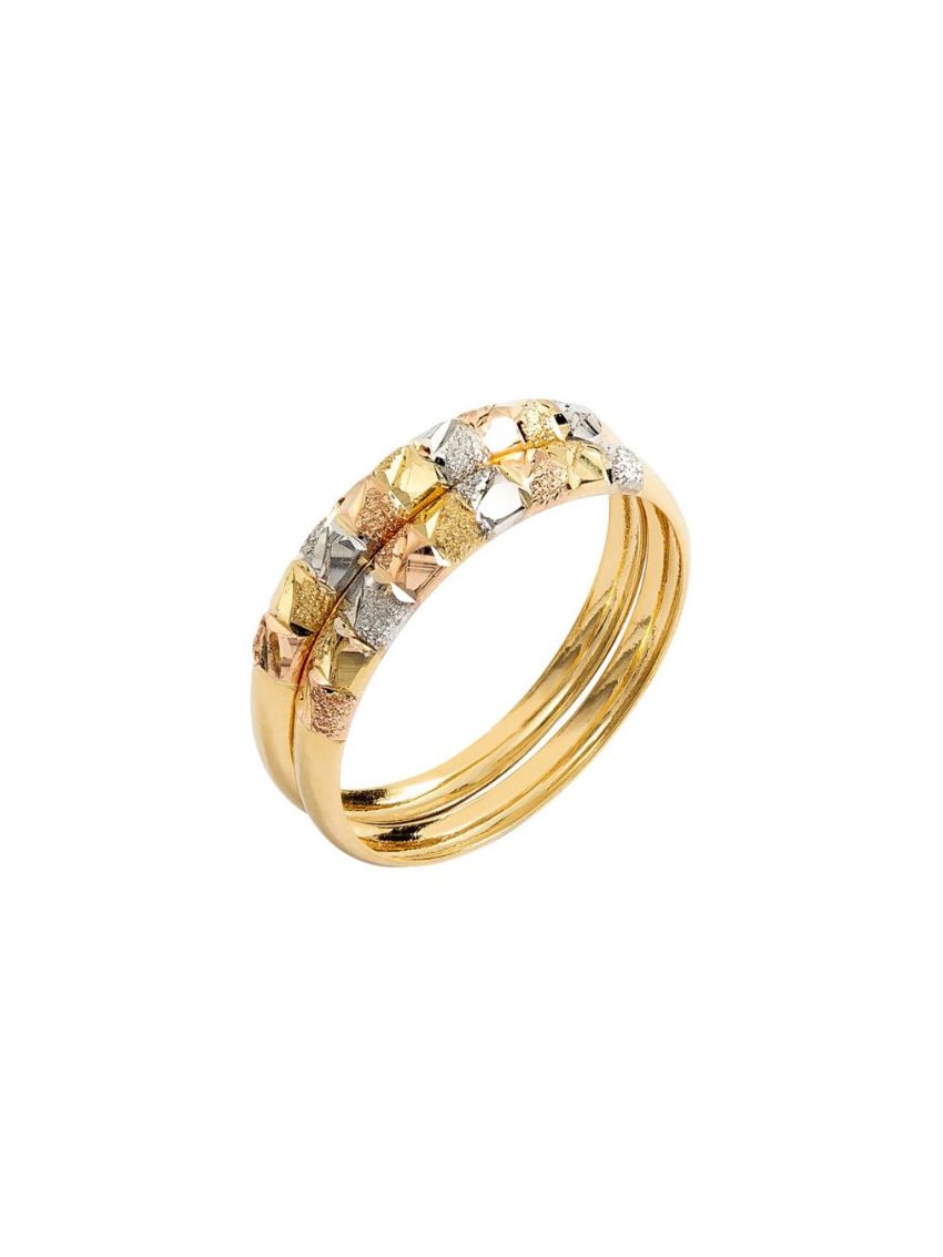 Par de Aparadores de Ouro 18k Feminino Tricolor Quadrado