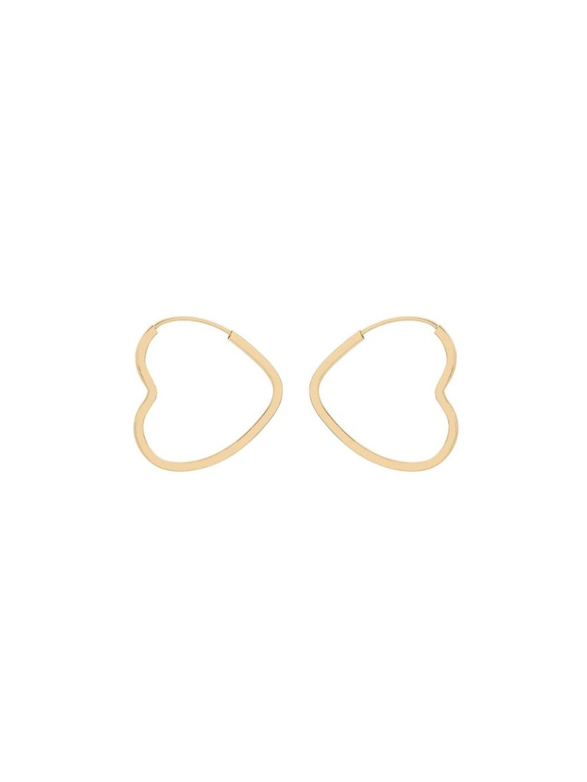 Brinco de Argola Ouro 18k Coração Grande Fio Quadrado