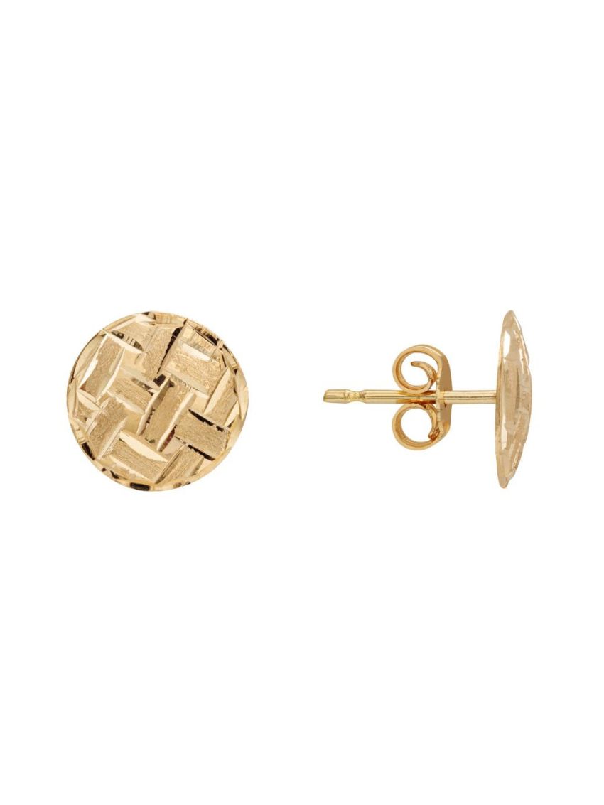Brinco de Ouro 18k Redondo Bordado